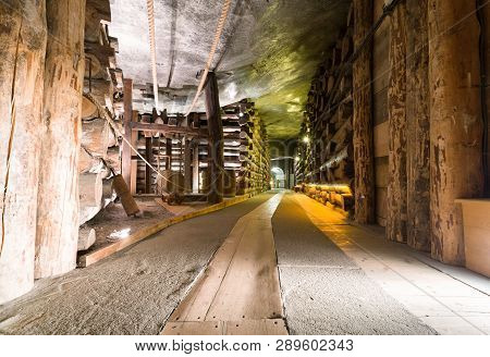 Wieliczka, Poland - February 20: Chamber In Wieliczka Salt Mine On February 20, 2018, Wieliczka