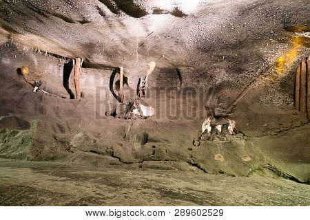 Wieliczka, Poland - February 20: Sculptures Of Miners In Wieliczka Salt Mine On February 20, 2018, W