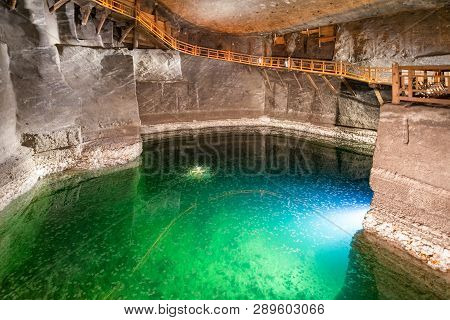 Wieliczka, Poland - February 20: Reflection At Lake In Wieliczka Salt Mine On February 20, 2018, Wie