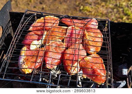 Pork Spicy Steak In Marinade Roasting