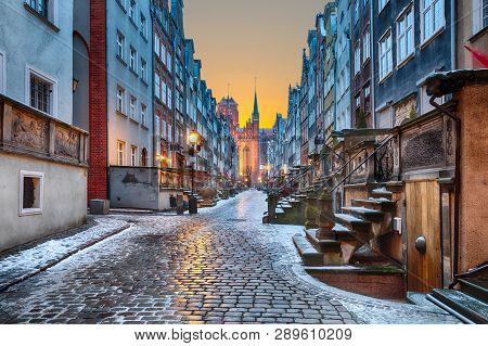 Old European Street Mariacka In Gdansk, Poland