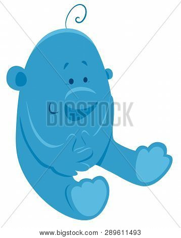 Cartoon Illustration Of Cute Blue Fantasy Character
