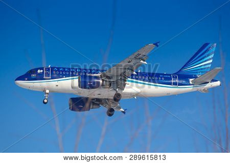 Moscow, Russia - March 14, 2019: Aircraft Airbus A319-100 4k-az05 Of Azal Azerbaijan Airlines Going 