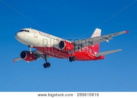 Moscow, Russia - March 14, 2019: Aircraft Airbus A319-100 Vq-bba Of Rossiya - Russian Airlines Going
