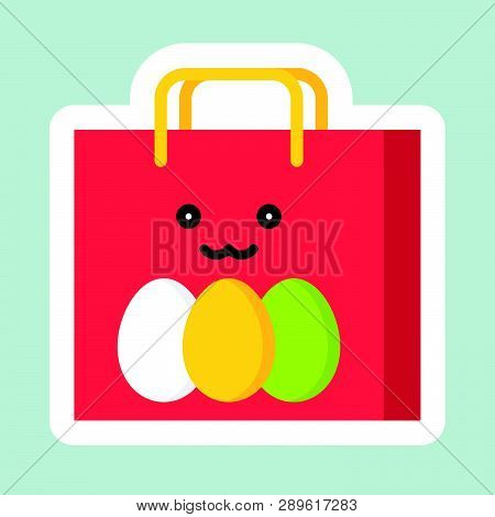 Easter Bag Vector, Easter And Spring Flat Sticker Icon