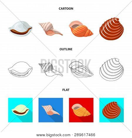 Vector Design Of Animal And Decoration Sign. Set Of Animal And Ocean Stock Vector Illustration.