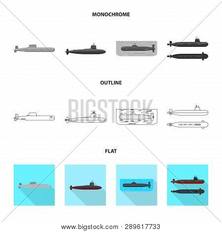 Vector Illustration Of War  And Ship Icon. Collection Of War  And Fleet Vector Icon For Stock.