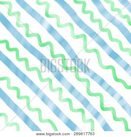 Abstract Raster Illustration Of A Line And Wave On A White Background