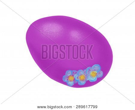 Easter Egg With Flower Print Isolated On White Background