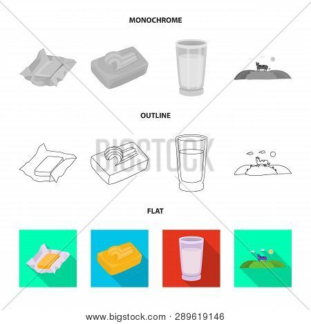 Vector Design Of Creamy And Product Symbol. Set Of Creamy And Farm Vector Icon For Stock.