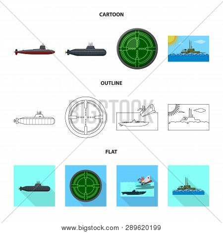 Vector Design Of War  And Ship Sign. Set Of War  And Fleet Vector Icon For Stock.