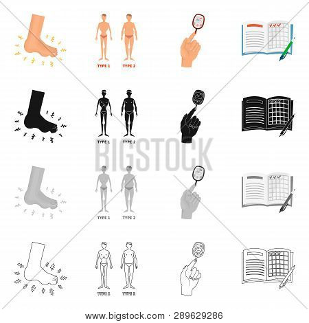Vector Illustration Of Diet And Treatment  Logo. Set Of Diet And Medicine Stock Vector Illustration.