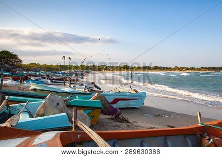 Yala,sri Lanka: January 28,2019: Yalla Fishing Village. Sunset In A Small Harbor In Yala National Pa