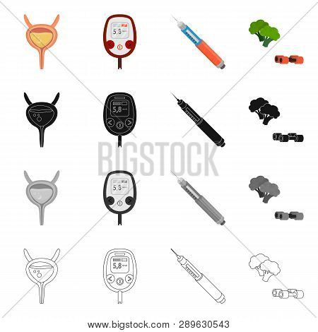 Vector Design Of Diet And Treatment  Logo. Set Of Diet And Medicine Stock Symbol For Web.
