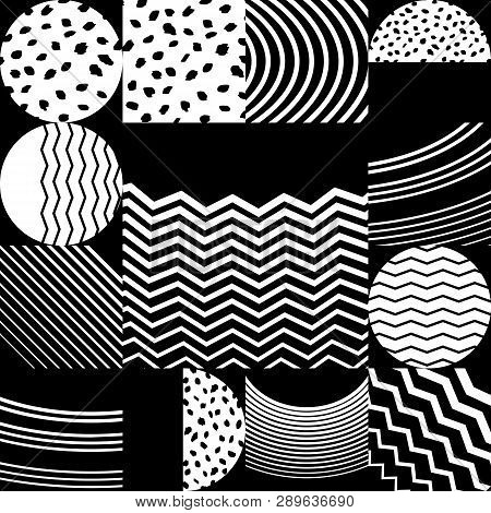 Vector Modern Simple Shapes Template Cover Design. Wthite And Black Illustration