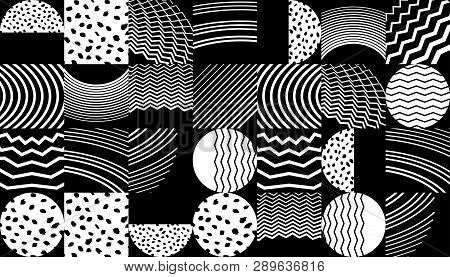 Vector Modern Simple Shapes Template Cover Design. Wthite And Black Illustration