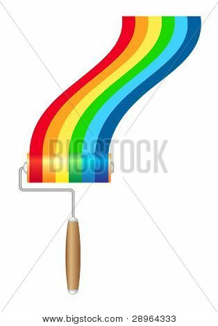 Pensel rulle med rainbow maling