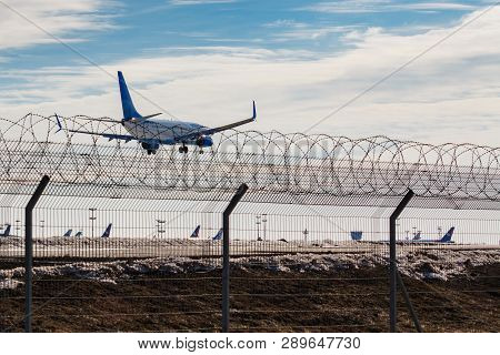 Moscow, Russia - March 14, 2019: Aircraft Boeing 737-8al(wl) Vp-bpx Of Pobeda Airine Going To Landin