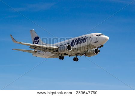Moscow, Russia - March 14, 2019: Aircraft Boeing 737-524(wl) Vp-bfs Of Utair Aviation Going To Landi