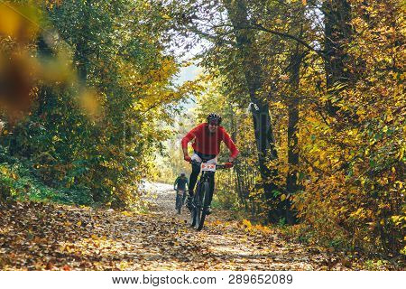 October 14, 2018, Minsk, Belarus.2018 Olympic Cross Country Cup Xco In Medvezhino A Man Cycling Alon