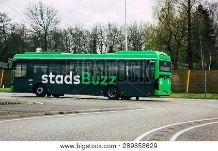 Papendrecht Netherlands March 12, 2019 View Of A Classic Dutch City Bus Rolling In The Streets Of Pa