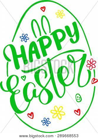 Happy Easter Lettering Logo On Seamlessbackground. Template For Easter Cards, , Invitations, Badges,