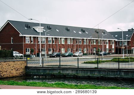 Papendrecht Netherlands March 12, 2019 View Of The Traditional Dutch Lower Brick Building Located In