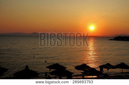 Sunset With Nice Colors On A Beach