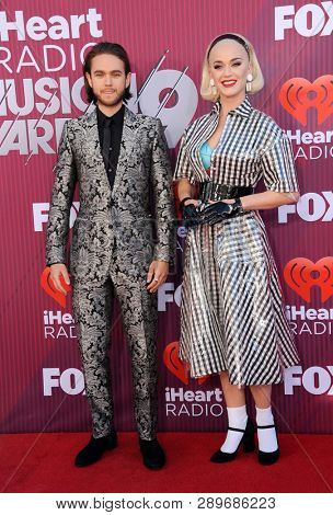 Zedd and Katy Perry at the 2019 iHeartRadio Music Awards held at the Microsoft Theater in Los Angeles, USA on March 14, 2019.