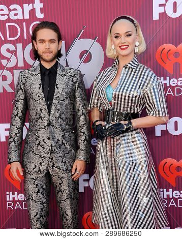 Zedd and Katy Perry at the 2019 iHeartRadio Music Awards held at the Microsoft Theater in Los Angeles, USA on March 14, 2019.