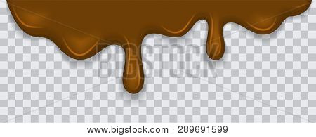 Dripping Melted Chocolates Isoalted. Realistic 3d Rector Illustration Of Liquid Chocolate Cream Or S