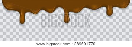 Dripping Melted Chocolates Isoalted. Realistic 3d Rector Illustration Of Liquid Chocolate Cream Or S