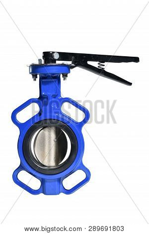 Butterfly Valve Isolated On White Background. Manual Valve