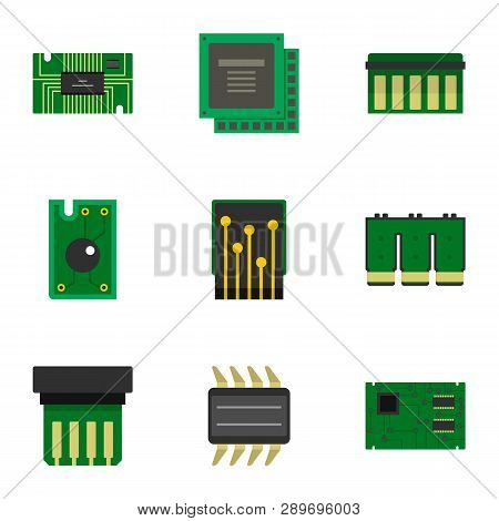 Processor Icons Set. Flat Style Set Of 9 Processor Icons For Web Design