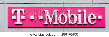Baltimore, Md - March 10, 2019: T Mobile Sign On The Building At 8833 Belair Rd For The Wireless Pro