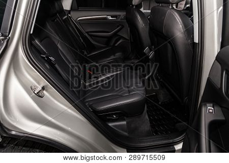 Novosibirsk, Russia - March 15, 2019:  Audi Q5,close-up Of The Rear Seats. Photography Of A Modern C