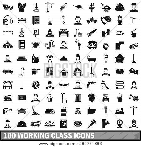 100 Working Class Icons Set In Simple Style For Any Design Illustration