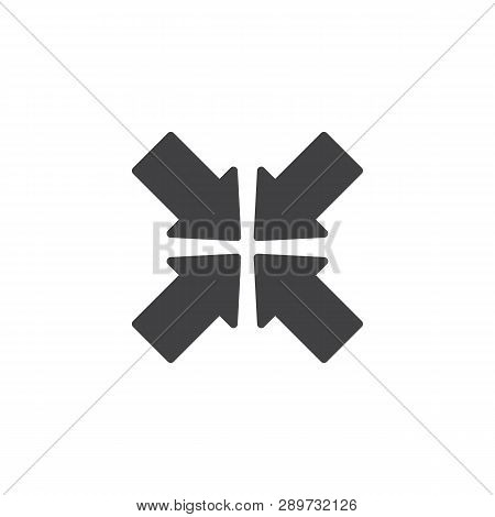 Minimize Arrows Vector Icon. Filled Flat Sign For Mobile Concept And Web Design. Exit Full Screen Ar