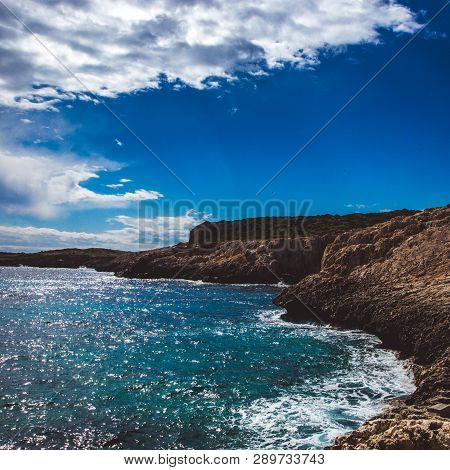 Beautiful Sea Shore In Cyprus. A View Of A Sea Shore In Kavo Greko Nenar Aiya Napa, Cyprus
