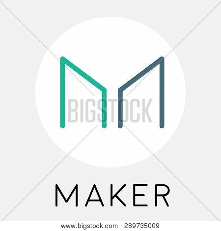 Maker (mkr)  Cryptocurrency Coin Logo - Blockchain Vector Black And White Isolated On Grey.