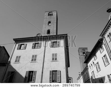 Piazza Risorgimento Square In Alba In Black And White
