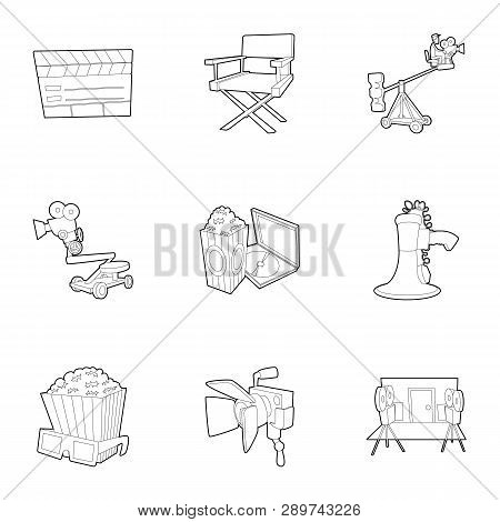 Filming Icons Set. Outline Set Of 9 Filming Icons For Web Isolated On White Background