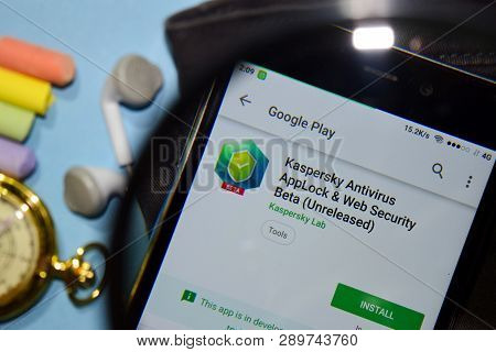 Bekasi, West Java, Indonesia. March 16, 2019 : Kaspersky Antivirus Applock & Web Security Beta Dev A