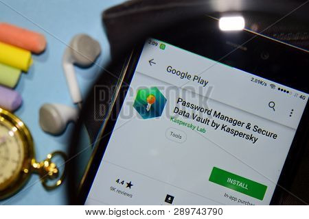 Bekasi, West Java, Indonesia. March 16, 2019 : Password Manager & Secure Data Vault By Kaspersky Dev