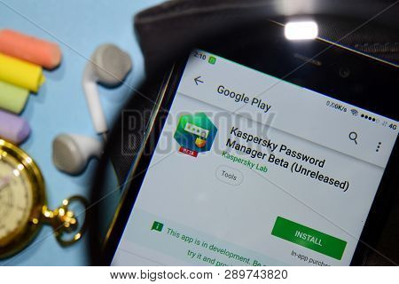 Bekasi, West Java, Indonesia. March 16, 2019 : Kaspersky Password Manager Beta (unreleased) Dev App 