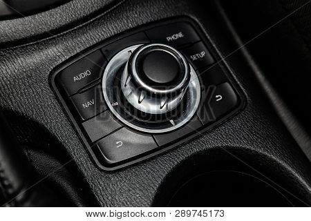 Novosibirsk, Russia - March 15, 2019:  Mazda Cx-5,close-up Of The Off-road Selector And Setting Butt