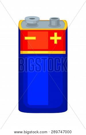Colorful Cartoon Pp3 Type Battery. Rechargeable Electric Accumulator. Electricity Themed Vector Illu