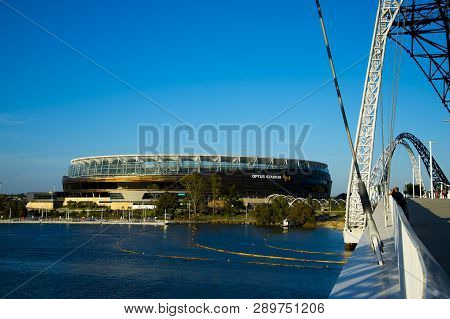 Perth, Australia - March 3, 2019: The Optus Stadium In Perth Opened In January 2018 With A Capacity 