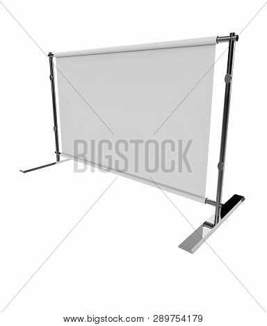 Backdrop Stand For Banners Isolated On White Background . 3d Illustration
