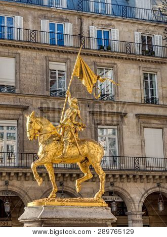 Paris, France - March 11 2019: Statue Of Joan Of Arc, Jeanne Darc In French, On Place Des Pyramides 